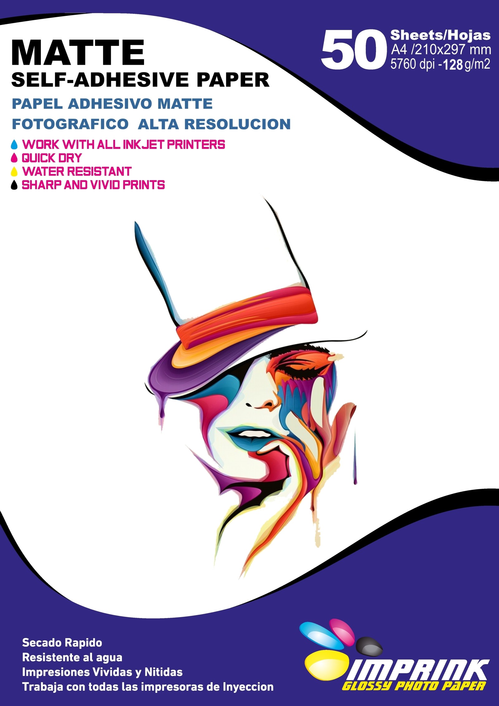 PAPEL ADHESIVO MATTE A4 50 HOJAS